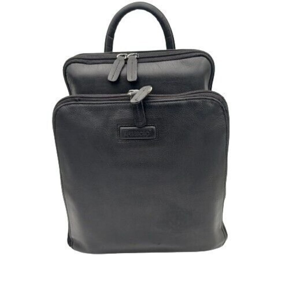 Tignanello Women Black Leather Backpack Organizer Multiple Compartments